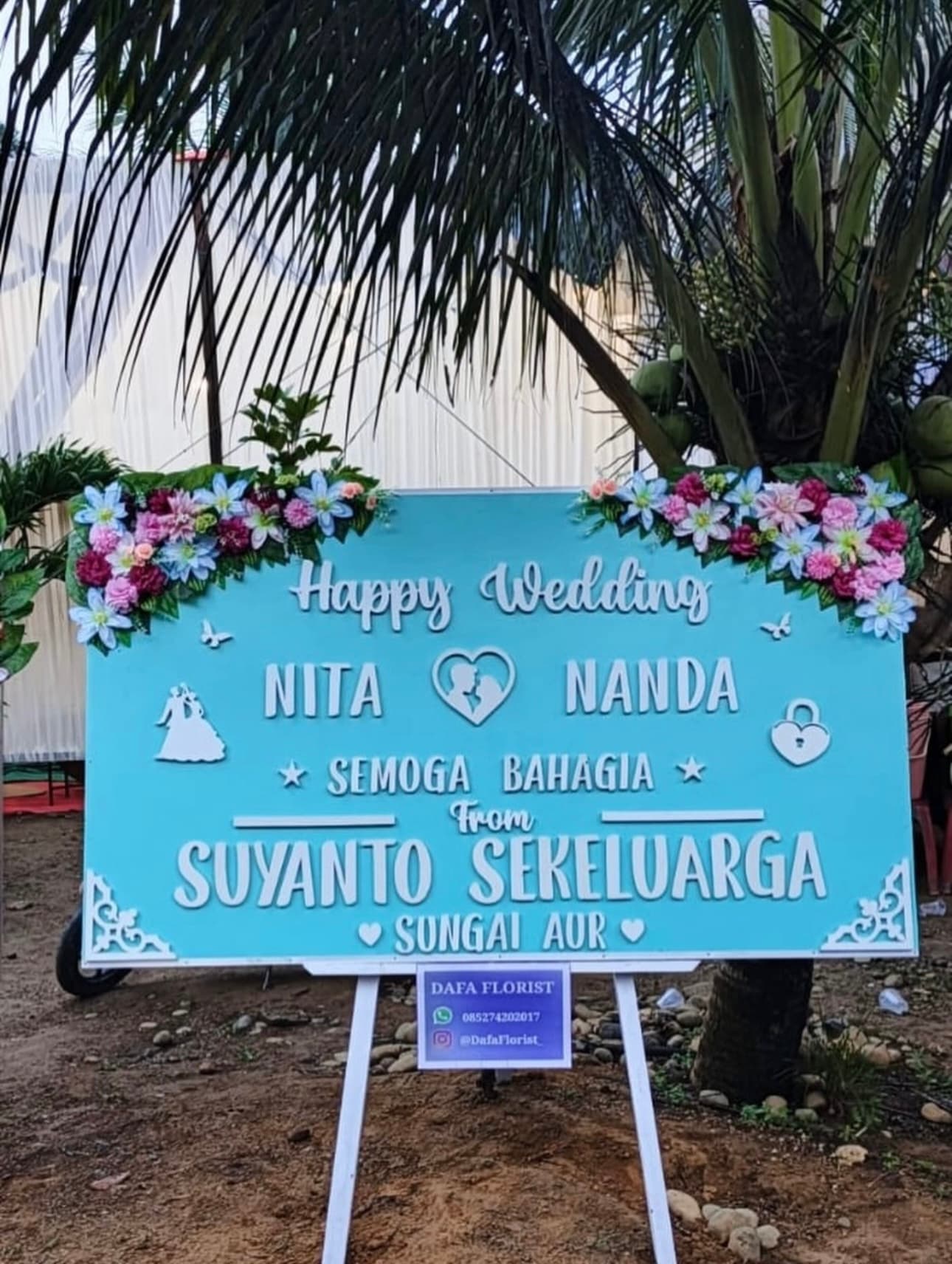Papan bunga wedding dari Dafa Florist Ampar Putih